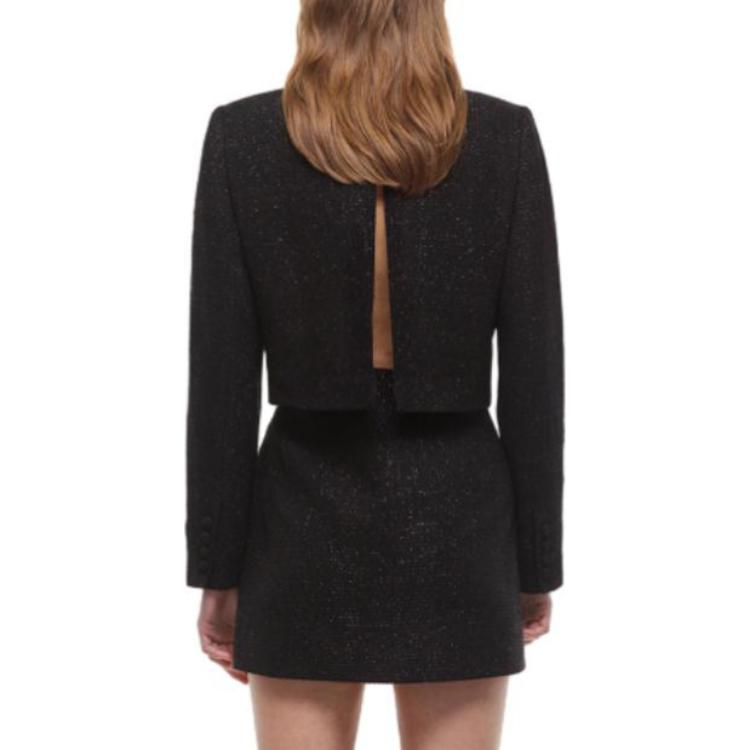 (Women) Self-Portrait  Classic Black Long Sleeve Midi Dress with Blazer Collar. SWF335Y11400 圖 4