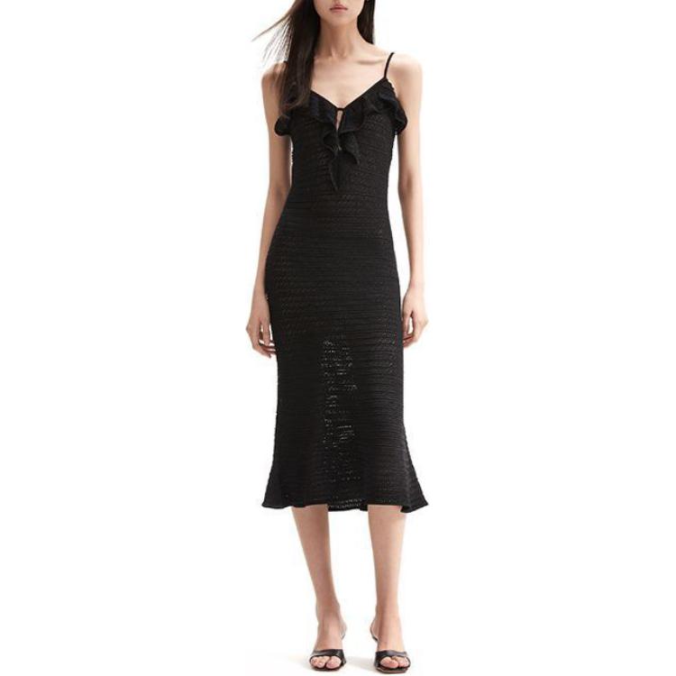 (Women) Self-Portrait  Classic Black Midi U-Neck Sleeveless Dress. SWF352M08600 圖 3