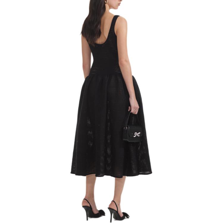 (Women) Self-Portrait  Classic Black Midi U-Neck Sleeveless Dress. SWF353M01000 圖 4