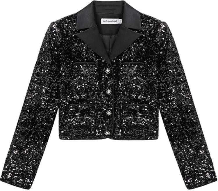 women-self-portrait-classic-black-sequin-long-sleeve-fashion-blazer-swf-351-t00800