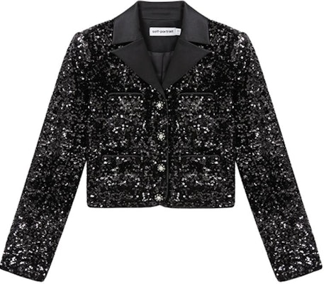 (W) セルフポートレート クラシック ブラック スパンコール 長袖 ファッション ブレザー SWF351T00800 Buy (W) セルフポートレート クラシック ブラック スパンコール 長袖 ファッション ブレザー SWF351T00800