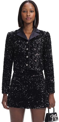 (W) セルフポートレート クラシック ブラック スパンコール 長袖 ファッション ブレザー SWF351T00800 Shop (W) セルフポートレート クラシック ブラック スパンコール 長袖 ファッション ブレザー SWF351T00800