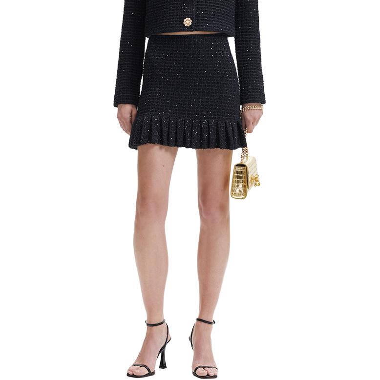 (Women) Self-Portrait  Classic Black Solid A-Line Mini Skirt SWF344M04600 圖 2