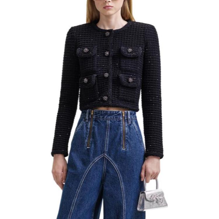 (Women) Self-Portrait  Classic Black Solid Single-Breasted Long-Sleeve Jacket. SWF344M04900 圖 2