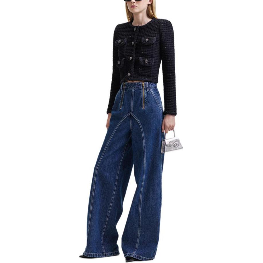 (Women) Self-Portrait  Classic Black Solid Single-Breasted Long-Sleeve Jacket. SWF344M04900 圖 3