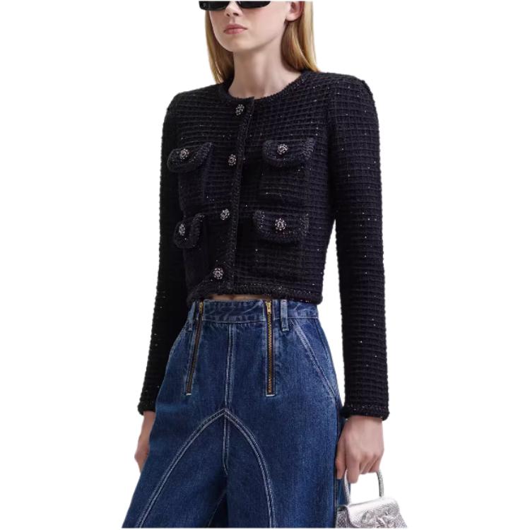 (Women) Self-Portrait  Classic Black Solid Single-Breasted Long-Sleeve Jacket. SWF344M04900 圖 5