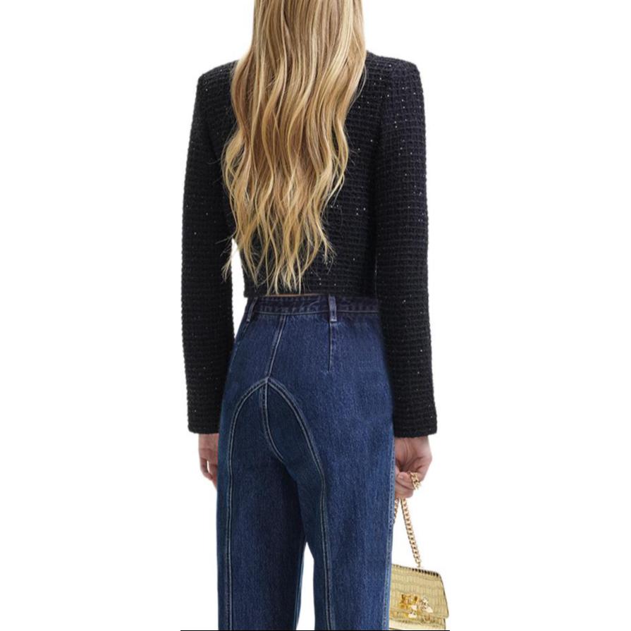 (Women) Self-Portrait  Classic Black V-Neck Short Sleeve Jacket SWF344M04500 圖 4