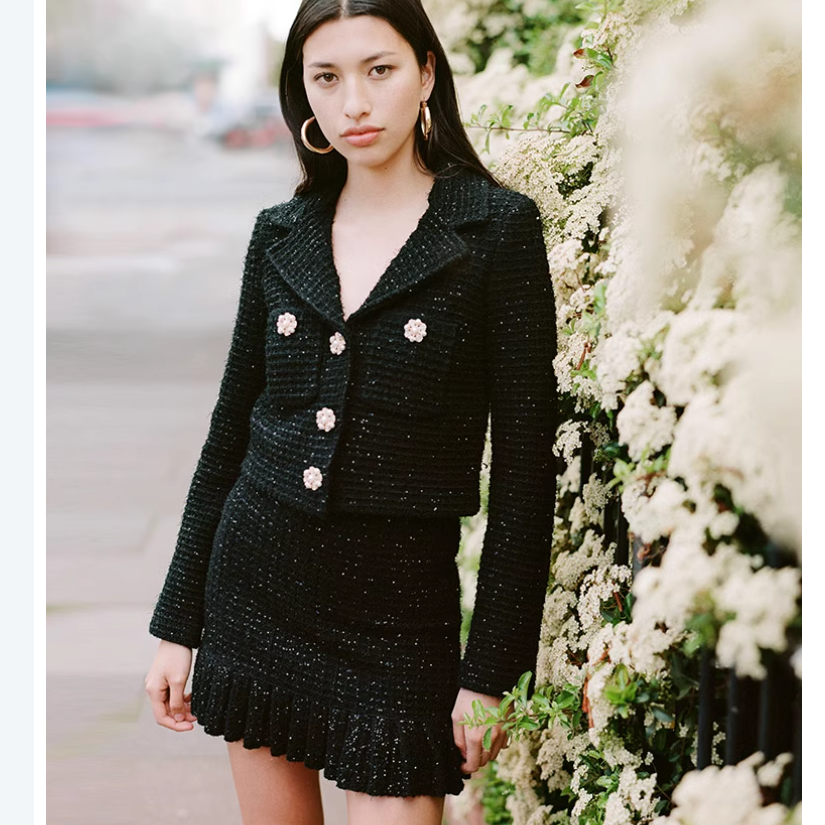 (Women) Self-Portrait  Classic Black V-Neck Short Sleeve Jacket SWF344M04500 圖 5