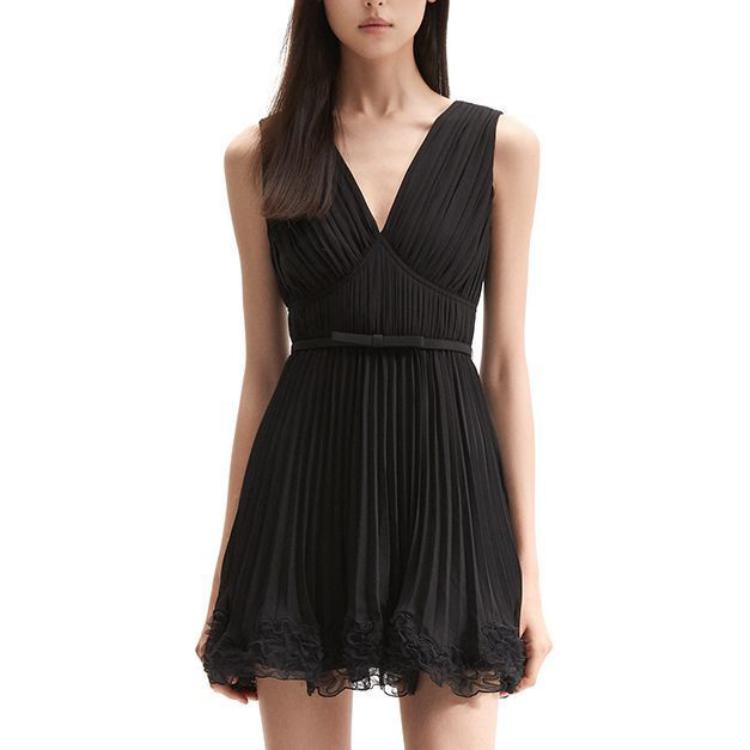 (Women) Self-Portrait  Classic Black V-Neck Sleeveless Mini Dress. SWF352Y22200 圖 5