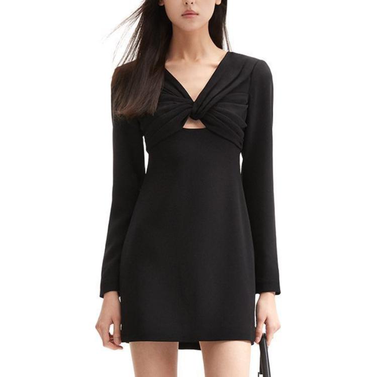 (Women) Self-Portrait  Classic Black V-Neck Slim Fit Long Sleeve Mini Dress SWF352Y16600 圖 3