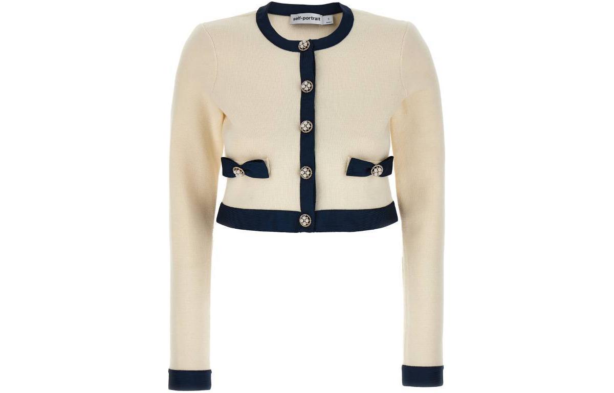 Order (W) Self-Portrait 奶油色蝴蝶結短版針織長袖毛衣 RS24151JCCREAM