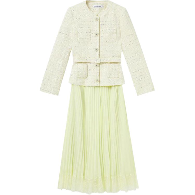 (Women) Self-Portrait  Cream Yellow Long-Sleeve Midi Dress. SWF343Y05300 圖 2