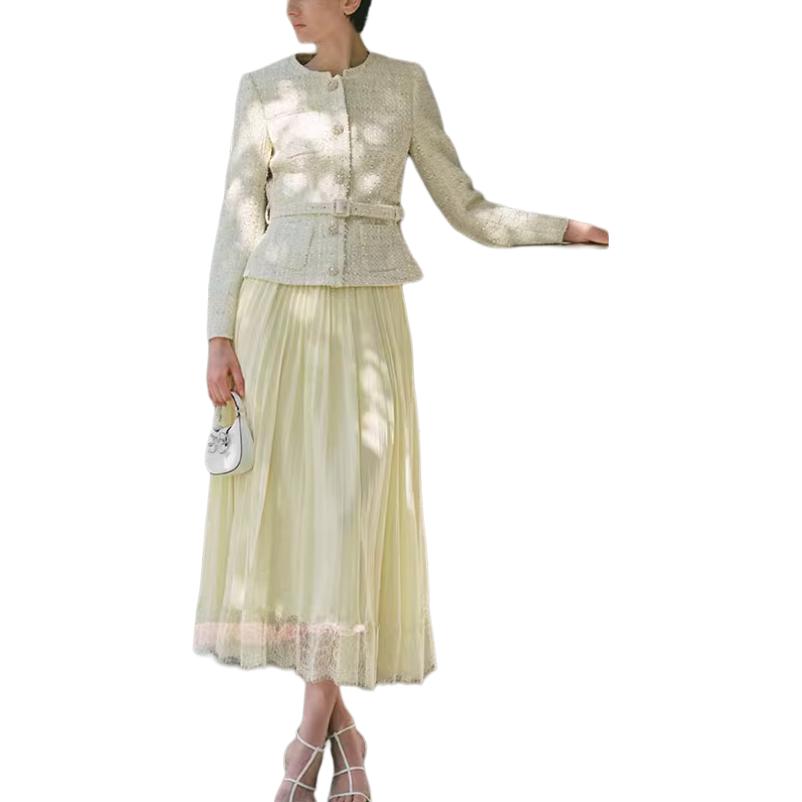(Women) Self-Portrait  Cream Yellow Long-Sleeve Midi Dress. SWF343Y05300 圖 5
