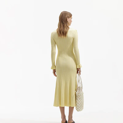 (Women) Self-Portrait Cream Yellow Polo Collar Long Flare Sleeve A-Line Dress SWF352M06000 Shop (Women) Self-Portrait Cream Yellow Polo Collar Long Flare Sleeve A-Line Dress SWF352M06000