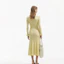 Shop (Women) Self-Portrait Cream Yellow Polo Collar Long Flare Sleeve A-Line Dress SWF352M06000