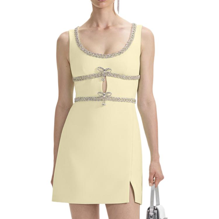 (Women) Self-Portrait  Cream Yellow Sleeveless Short U-Neck Dress SWF353Y08900 圖 2