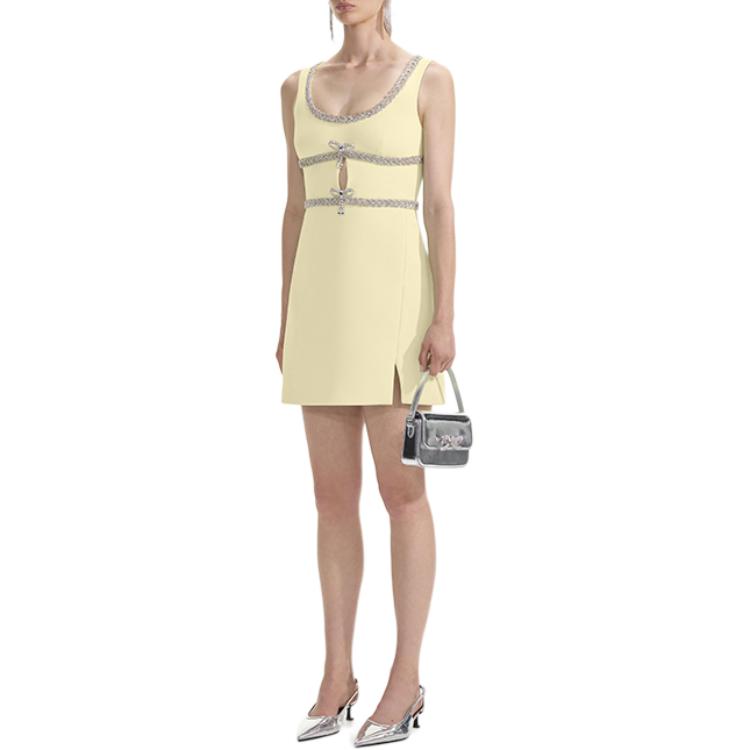 (Women) Self-Portrait  Cream Yellow Sleeveless Short U-Neck Dress SWF353Y08900 圖 3