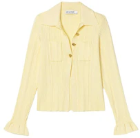 (Women) Self-Portrait Cream Yellow Slim Fit Knit Cardigan Long Sleeve Top SWF352M05900 (Women) Self-Portrait Cream Yellow Slim Fit Knit Cardigan Long Sleeve Top SWF352M05900