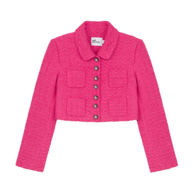 (Women) Self-Portrait Cropped Jacket Pink - Preppy Button-Up Design SWF344T01700