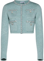 (Women) Self-Portrait Cropped Long Sleeve Jacket - Solid Blue RS24159JBLMINT (Women) Self-Portrait Cropped Long Sleeve Jacket - Solid Blue RS24159JBLMINT