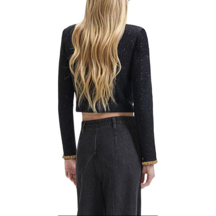 (Women) Self-Portrait  Cropped Tweed Long Sleeve Jacket - Black Multicolor SWF344M05100 圖 4