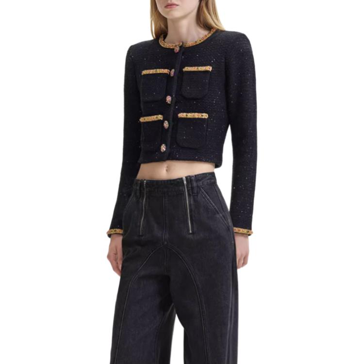 (Women) Self-Portrait  Cropped Tweed Long Sleeve Jacket - Black Multicolor SWF344M05100 圖 5