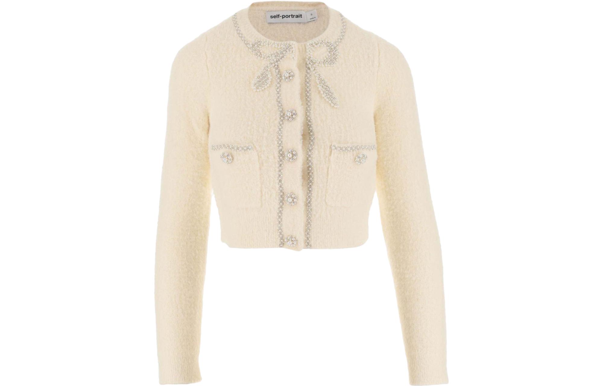 Order (W) Self-Portrait 水晶裝飾長袖針織開襟毛衣 SC23016JCCREAM