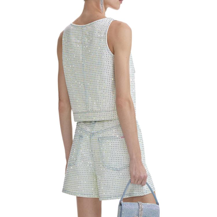 Shop (W) Self-Portrait 水晶裝飾短版背心 淺牛仔藍 SWF353B00700