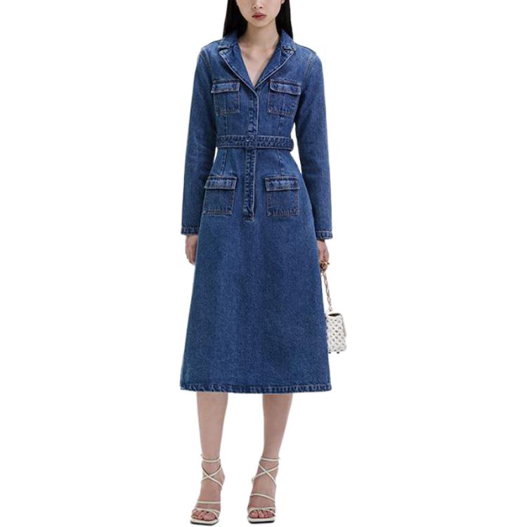 (Women) Self-Portrait  Denim Blue Collared Slim-Fit Long-Sleeve Dress SWF351Y05300 圖 3