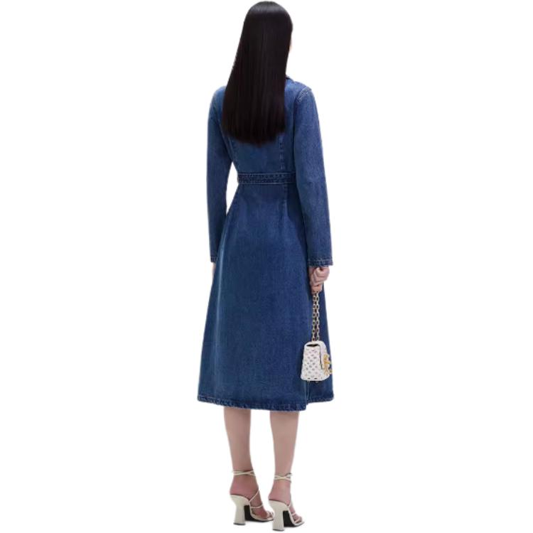 (Women) Self-Portrait  Denim Blue Collared Slim-Fit Long-Sleeve Dress SWF351Y05300 圖 4