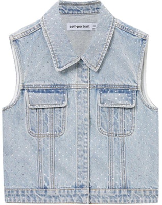 (W) Chaleco Azul Denim Self-Portrait con Cristales y Botones Decorativos. SWF353B00900 Buy (W) Chaleco Azul Denim Self-Portrait con Cristales y Botones Decorativos. SWF353B00900