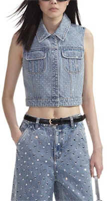 (W) Chaleco Azul Denim Self-Portrait con Cristales y Botones Decorativos. SWF353B00900 Lookbook (W) Chaleco Azul Denim Self-Portrait con Cristales y Botones Decorativos. SWF353B00900