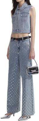 (W) Chaleco Azul Denim Self-Portrait con Cristales y Botones Decorativos. SWF353B00900 Shop (W) Chaleco Azul Denim Self-Portrait con Cristales y Botones Decorativos. SWF353B00900