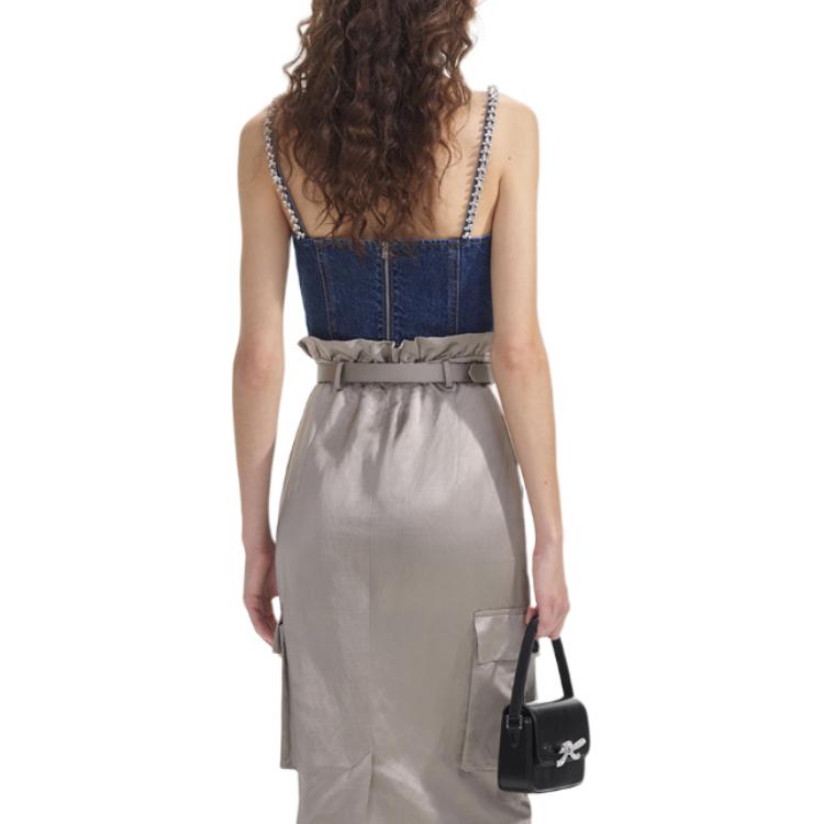 Shop (W) Self-Portrait 牛仔藍裝飾吊帶背心上衣 SWF353B00800