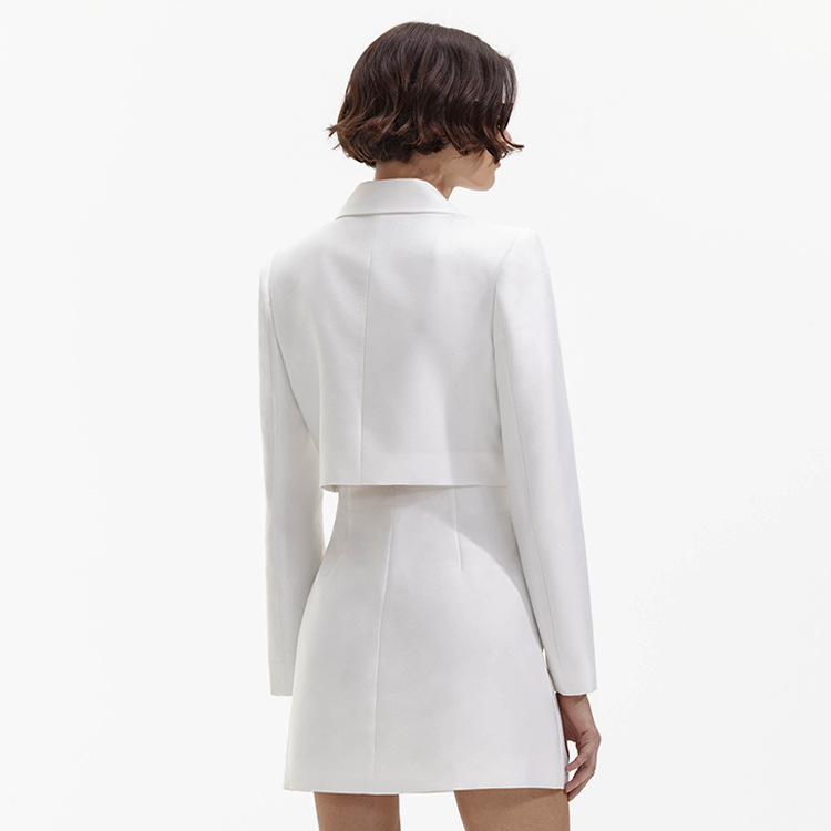 (Women) Self-Portrait  Double-Breasted Long Sleeve Dress in Pure White. SWF352Y21600 圖 4