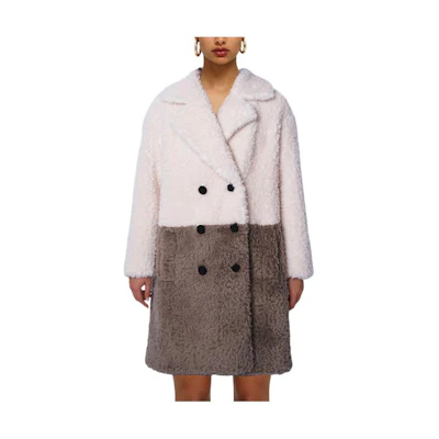 (Women) Self-Portrait Double-Breasted Wool Coat in White and Gray. SWF331D00300