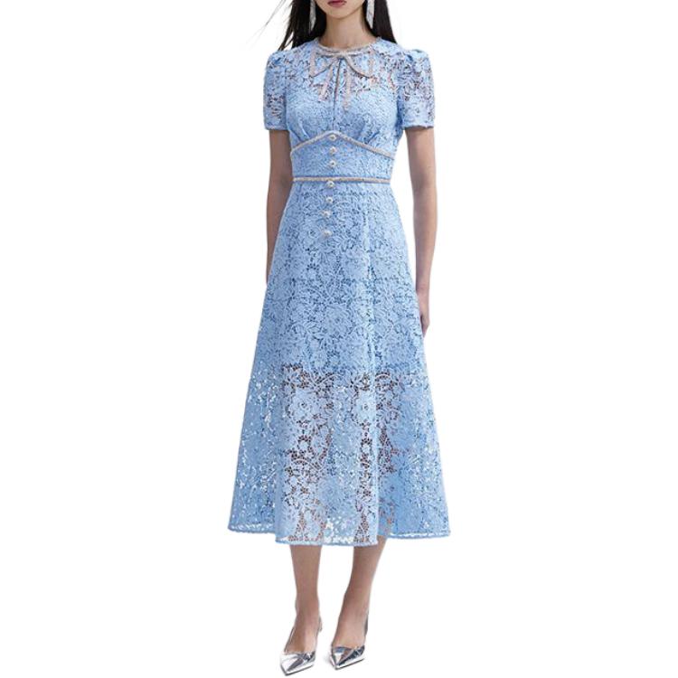 (Women) Self-Portrait  Elegant Lace Midi Dress Short Sleeve Party Gown SWF352Y28000 圖 3