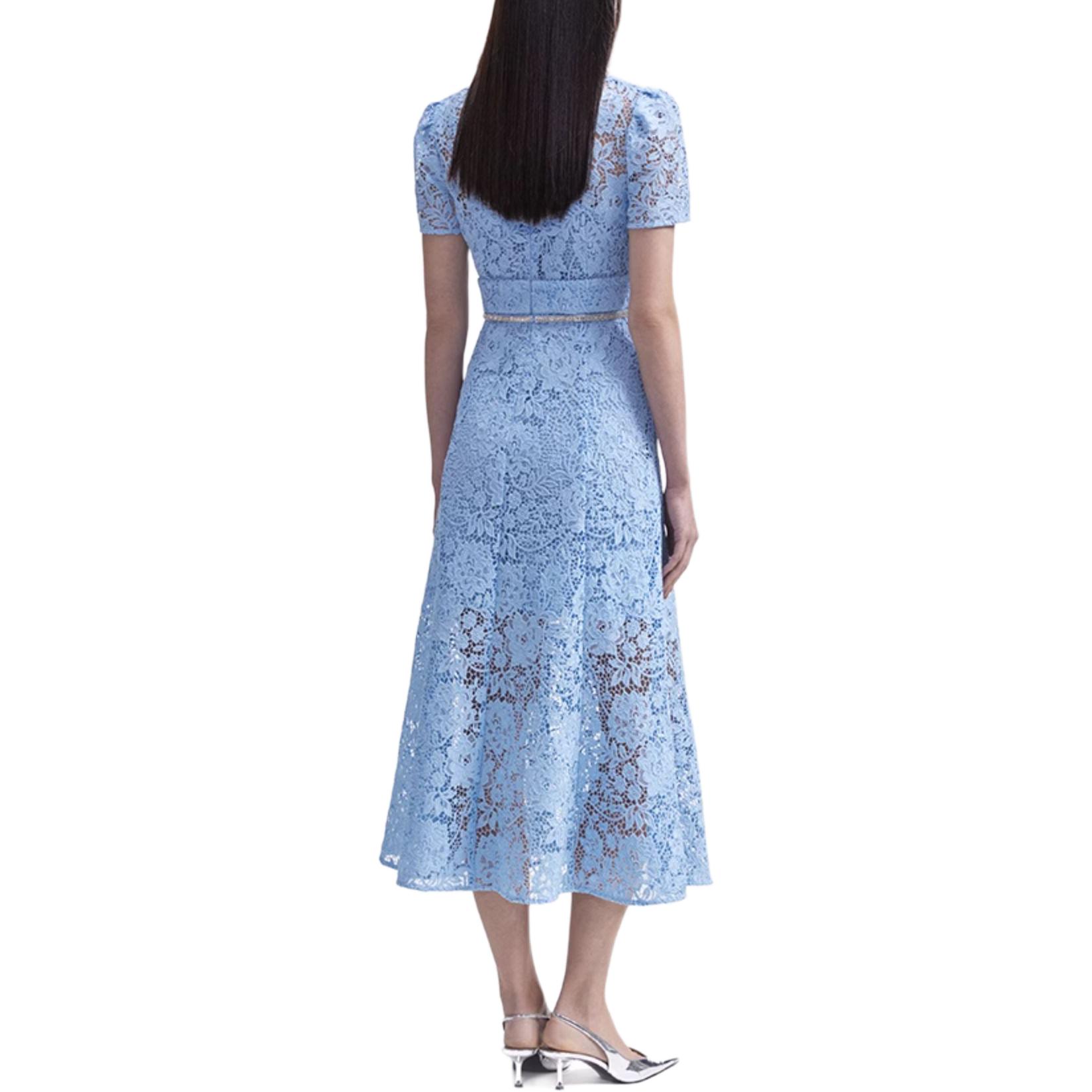 (Women) Self-Portrait  Elegant Lace Midi Dress Short Sleeve Party Gown SWF352Y28000 圖 4