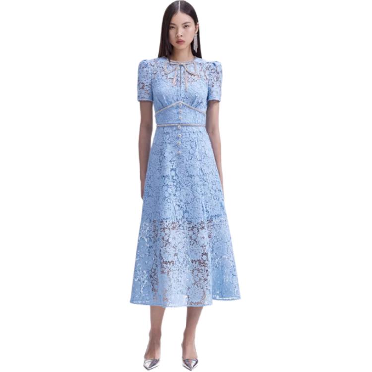 (Women) Self-Portrait  Elegant Lace Midi Dress Short Sleeve Party Gown SWF352Y28000 圖 5