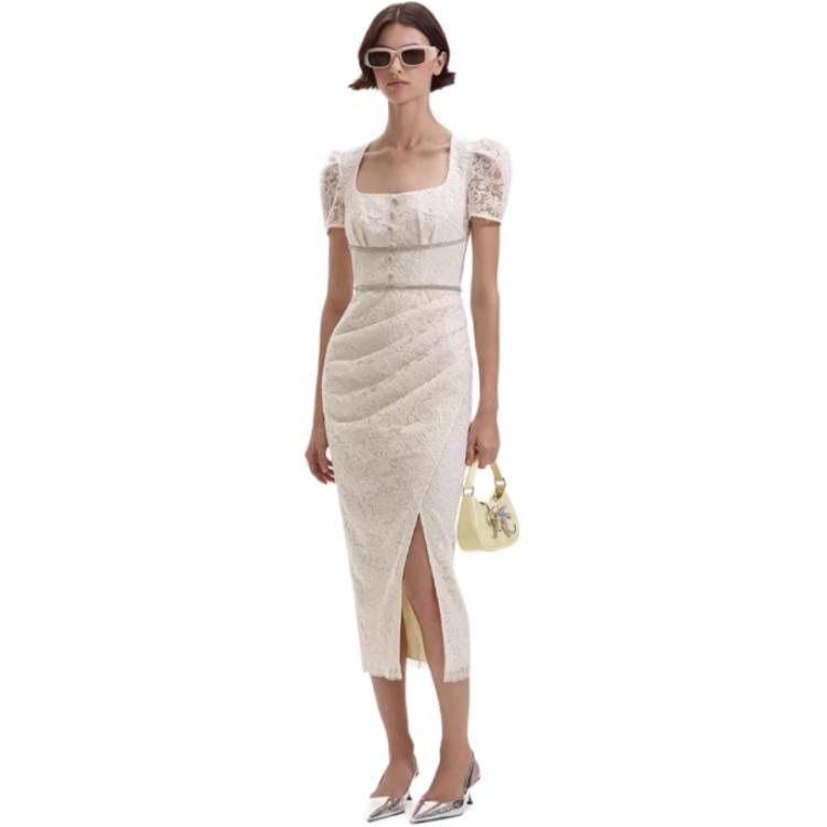 (Women) Self-Portrait  Elegant Lace Midi Dress with Slit - Party & Evening Gown SWF352Y21400 圖 5