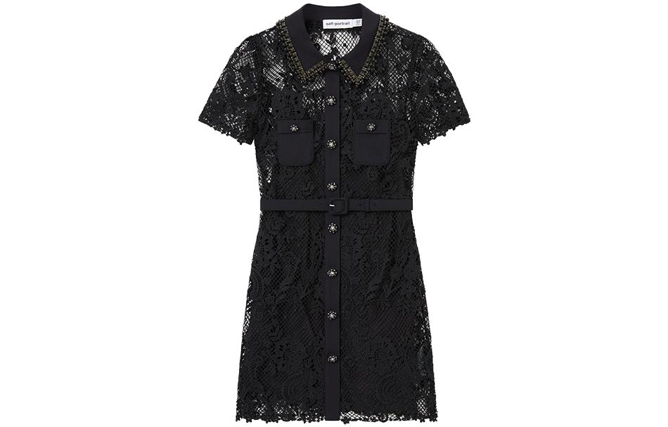 (Women) Self-Portrait  Elegant Lace Short Sleeve Dress - Classic Black SWF344Y15800 圖 2