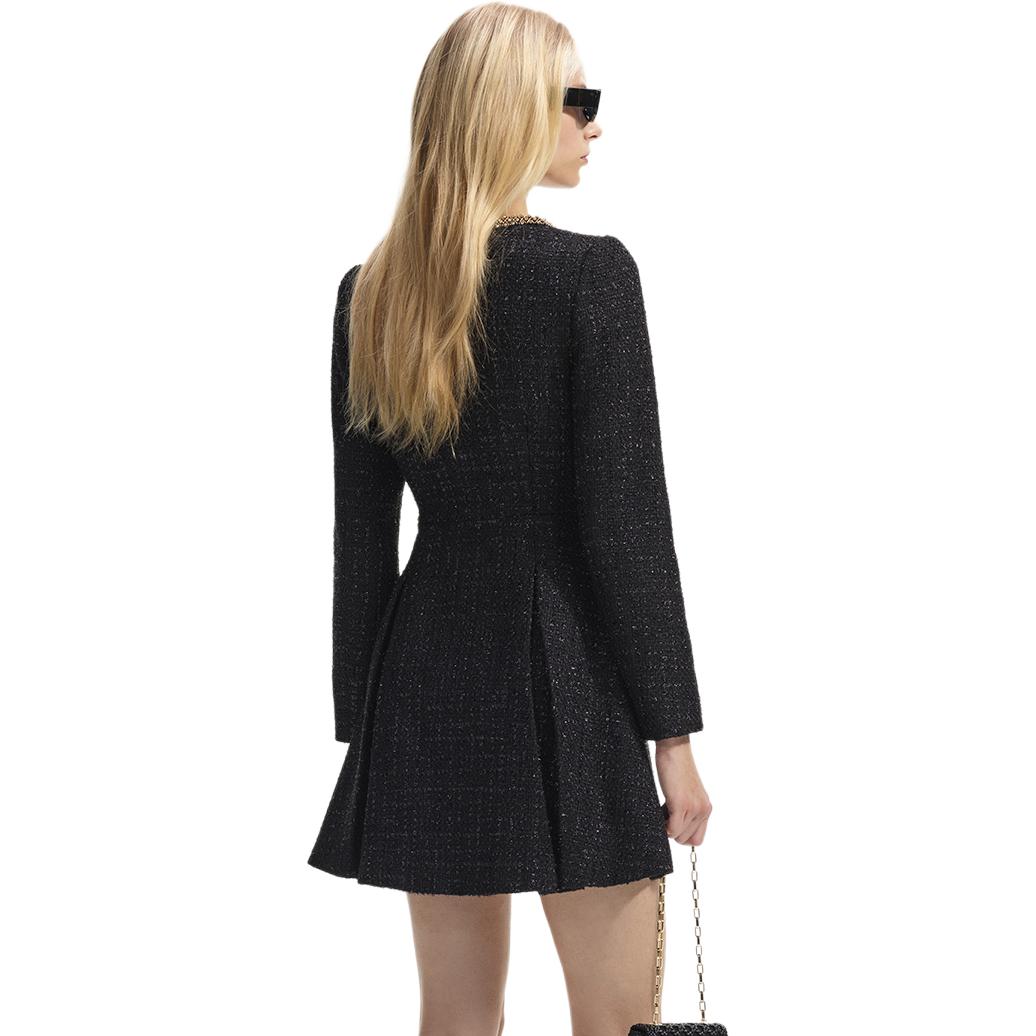 (Women) Self-Portrait  Elegant Long Sleeve Round Neck Dress in Classic Black SWF351Y01600 圖 3