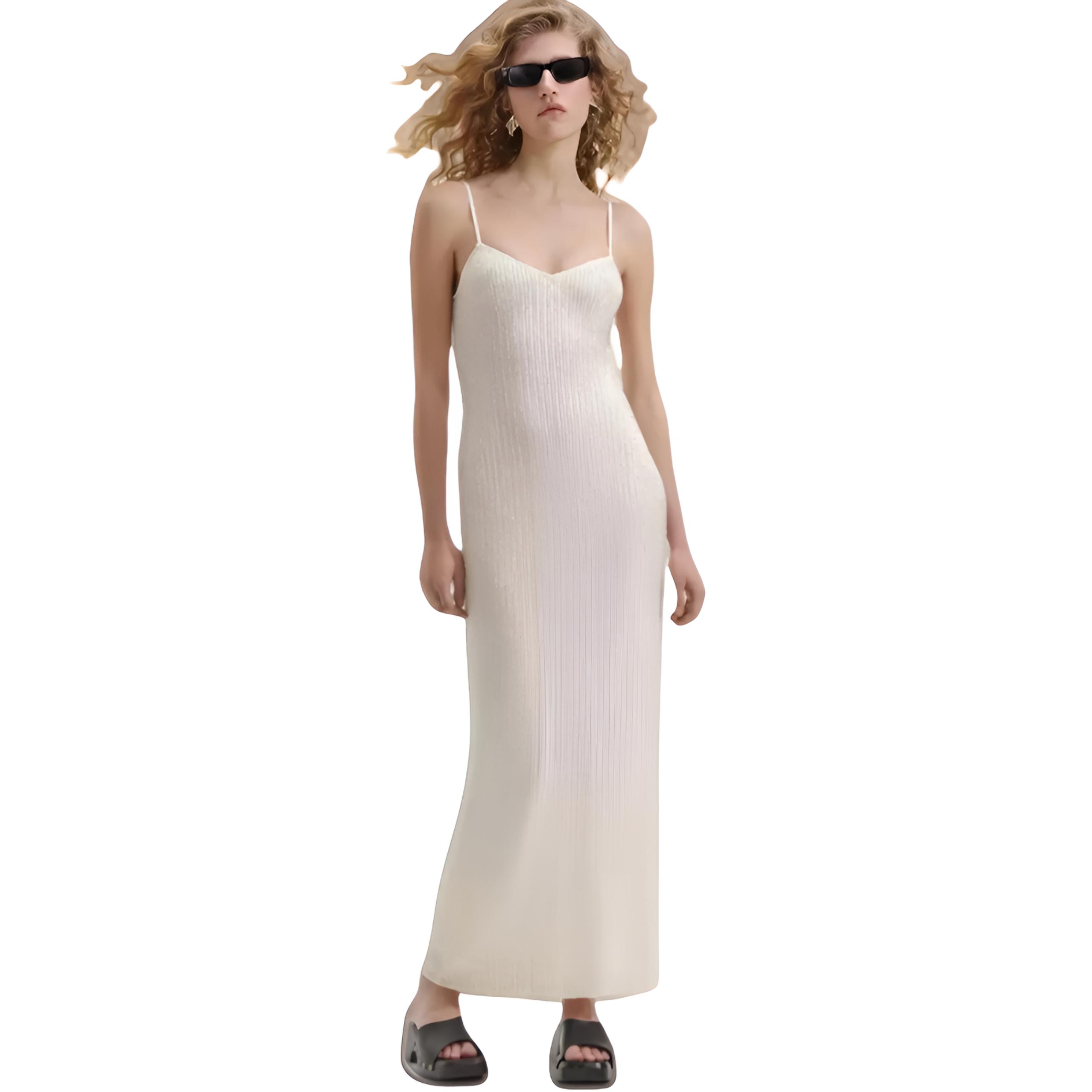 (Women) Self-Portrait  Elegant Midi Slip Dress - U-Neck Evening Gown. SWF352Y26900