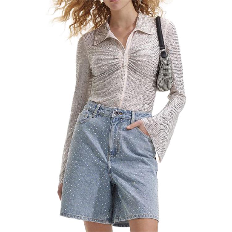 Lookbook (W) Self-Portrait 優雅水鑽長袖襯衫 - 象牙白 SWF352C02800