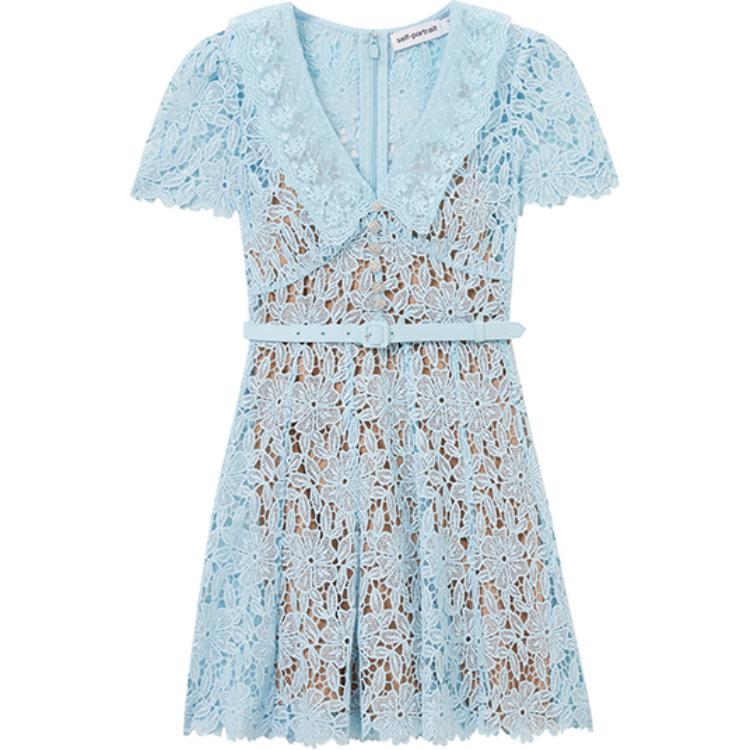 (Women) Self-Portrait  Elegant Short-Sleeve Cocktail Party Dress royal vibes SWF352Y21800