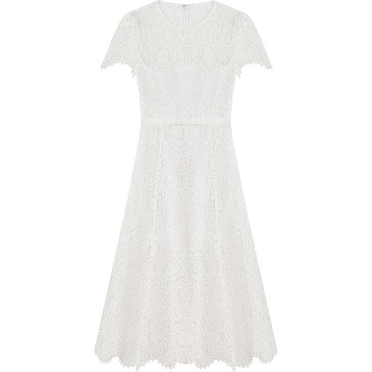 (Women) Self-Portrait  Elegant Short-Sleeve Dress Pure White SWF342Y20400 圖 2