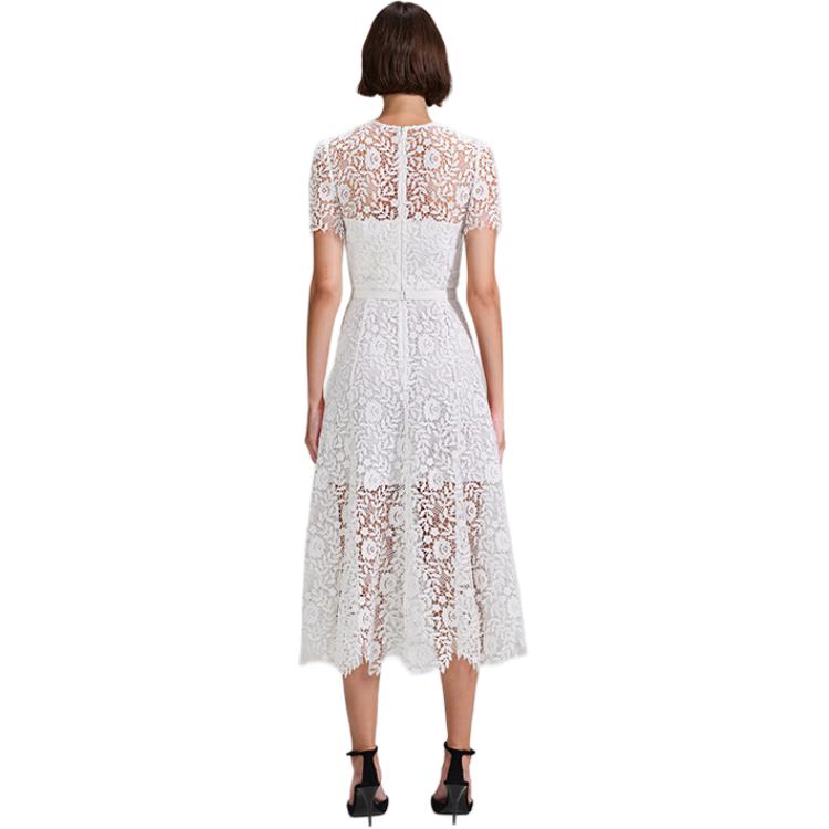 (Women) Self-Portrait  Elegant Short-Sleeve Dress Pure White SWF342Y20400 圖 3