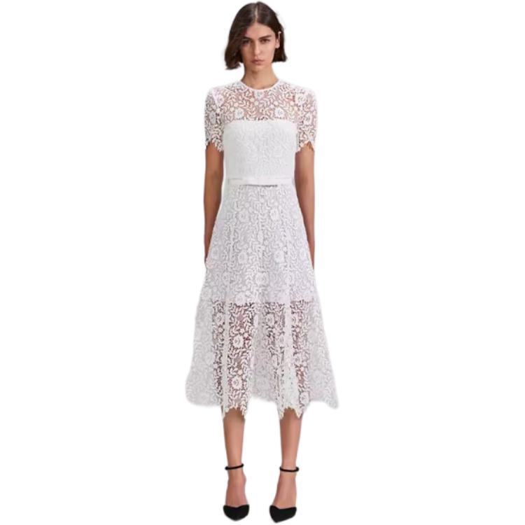 (Women) Self-Portrait  Elegant Short-Sleeve Dress Pure White SWF342Y20400 圖 5