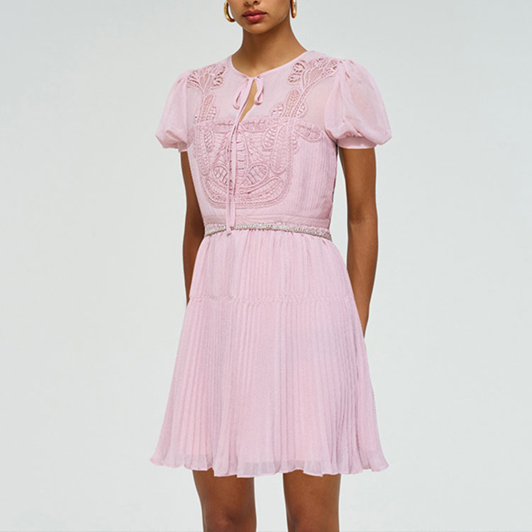 (Women) Self-Portrait  Embroidered Tie Short-Sleeve Dress SWF332Y15600 圖 4