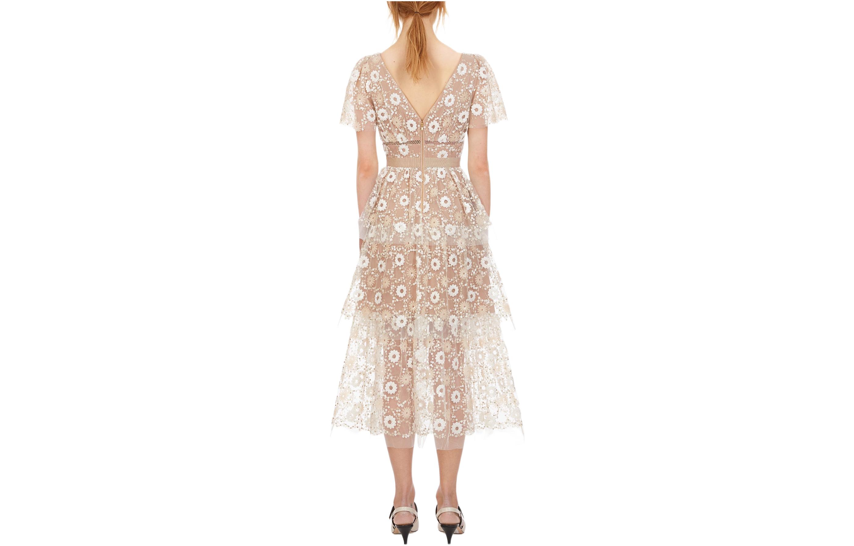 (Women) Self-Portrait  Floral High-Waisted A-Line Mini Dress - Beige. SWF322Y12800 圖 3